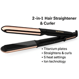 2 - in - 1 Hair Straightener & Curler ST482SDE – Sleek Styles or Soft Curls in One Tool - E11 Store
