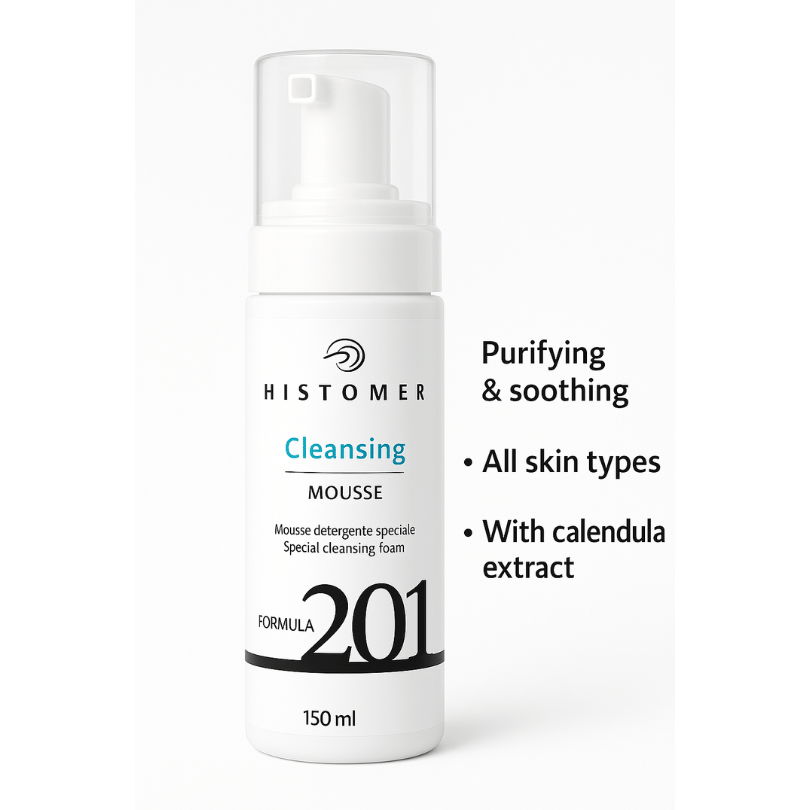 Histomer Formula 201 Cleansing Mousse – 150ml bottle front view with pump dispenser